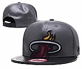 Heat Team Logo Gray Leather Adjustable Hat GS,baseball caps,new era cap wholesale,wholesale hats